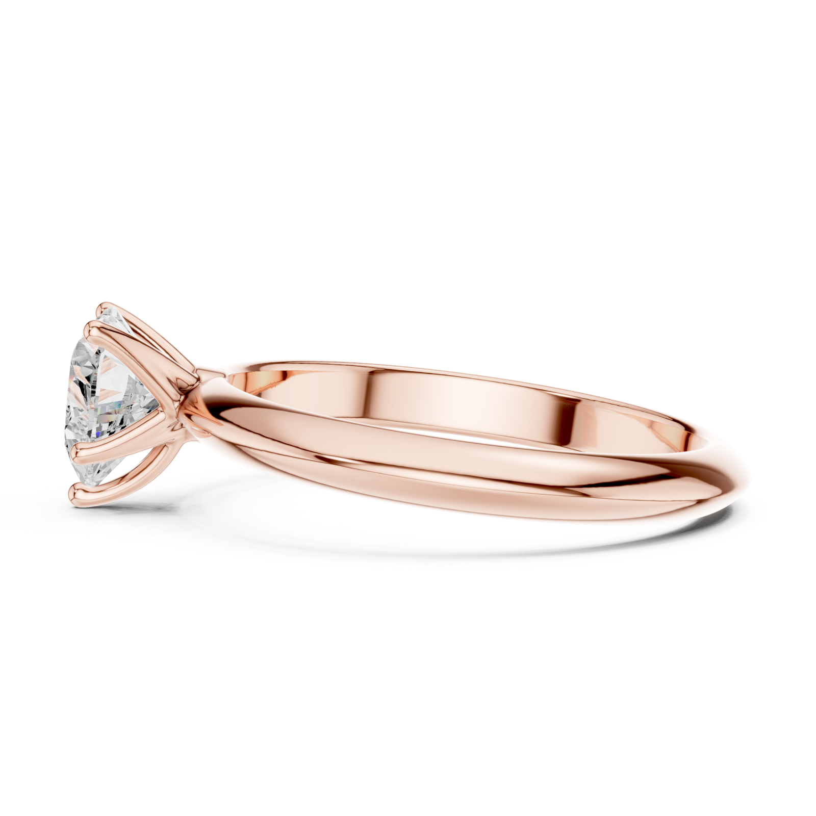  Rose Gold Radiant Heart Solitaire Ring Side View