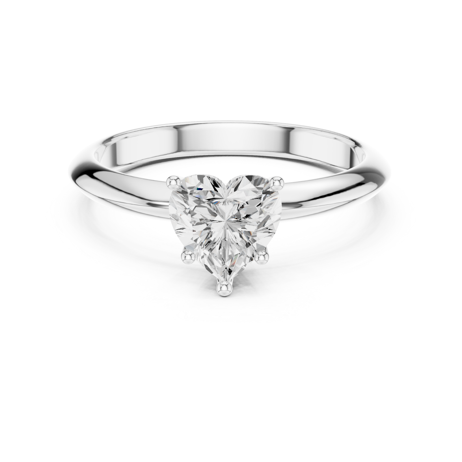  White Gold Radiant Heart Solitaire Ring Front View