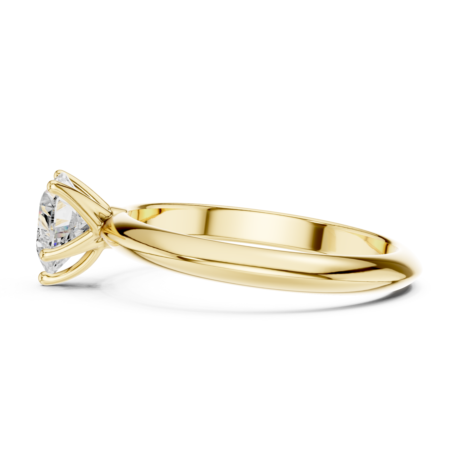  Gold Radiant Heart Solitaire Ring Side View