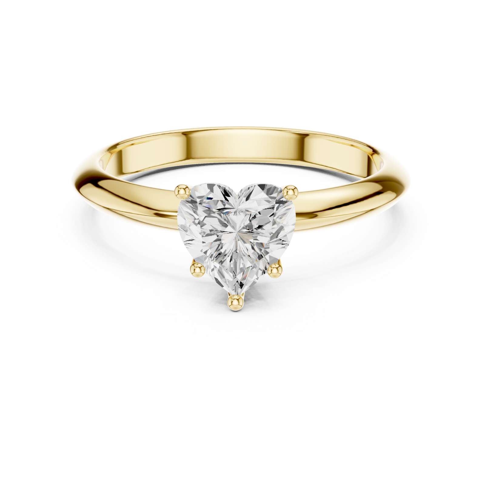  Gold Radiant Heart Solitaire Ring Front View