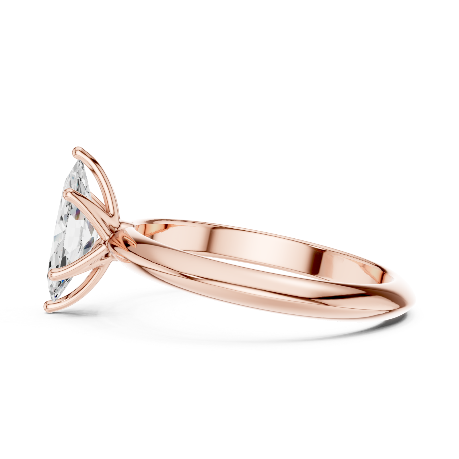  Rose Gold Solstice Marquise Halo Ring Side View
