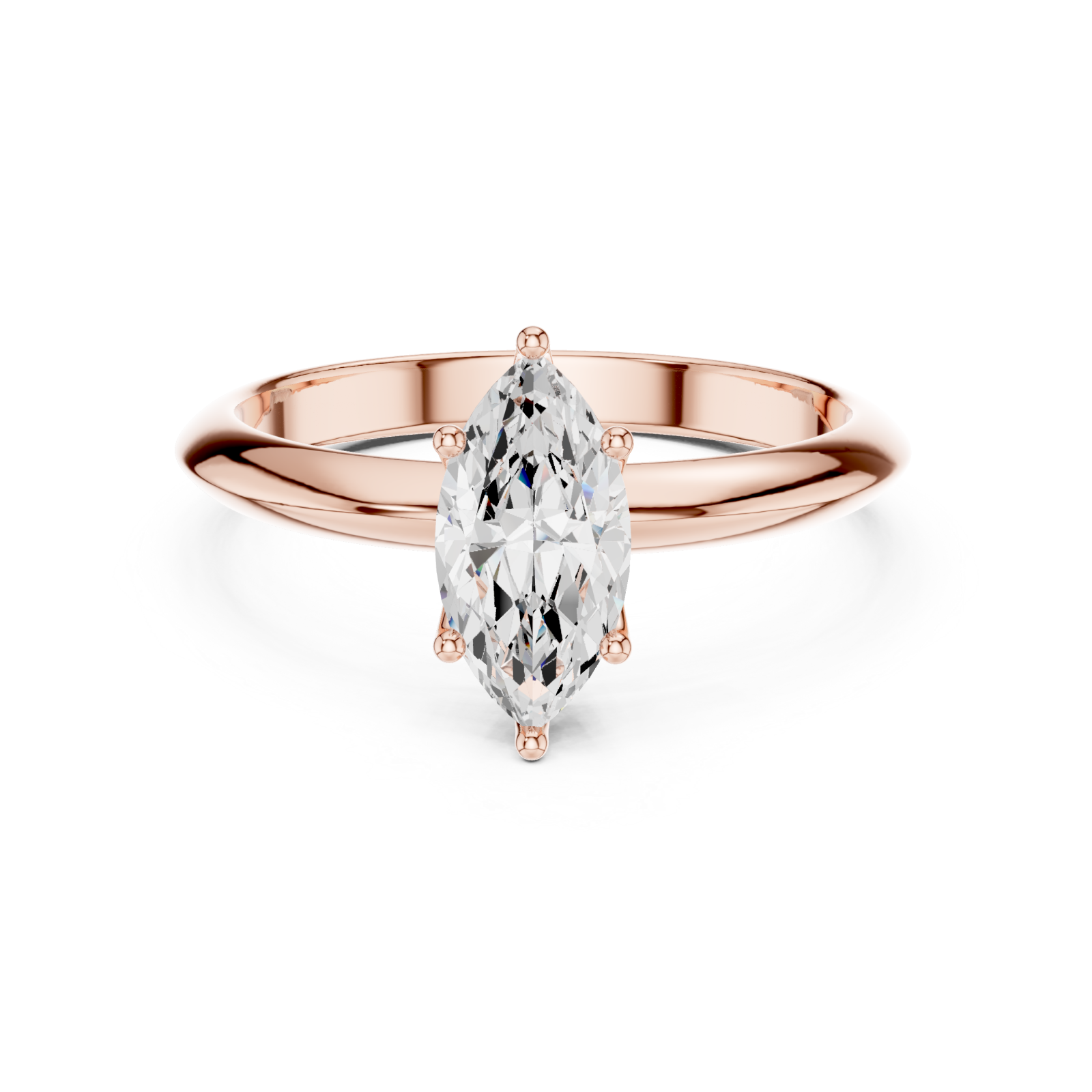  Rose Gold Solstice Marquise Halo Ring Front View