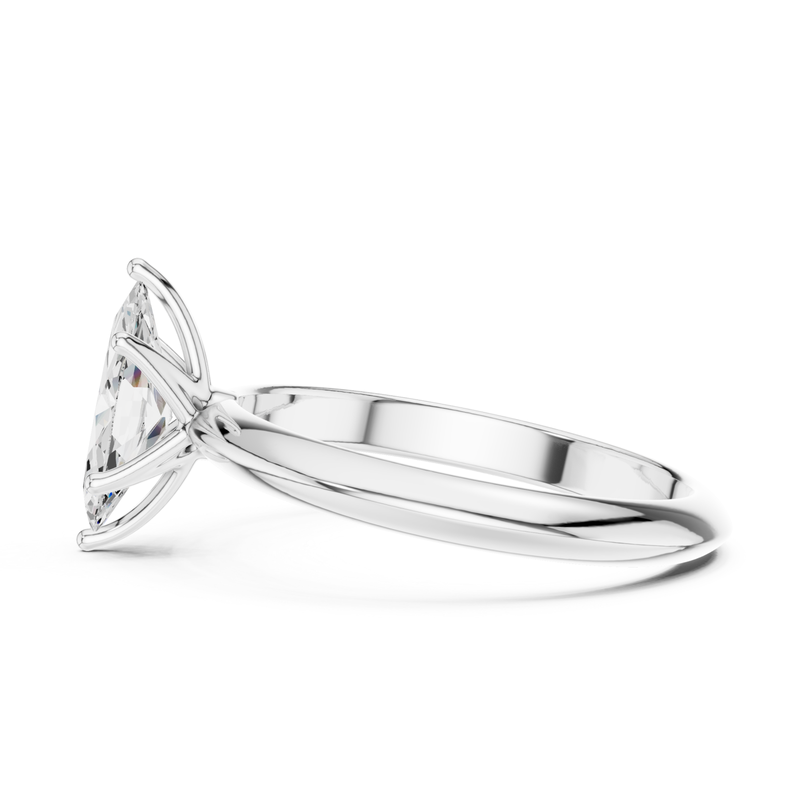  White Gold Solstice Marquise Halo Ring Side View