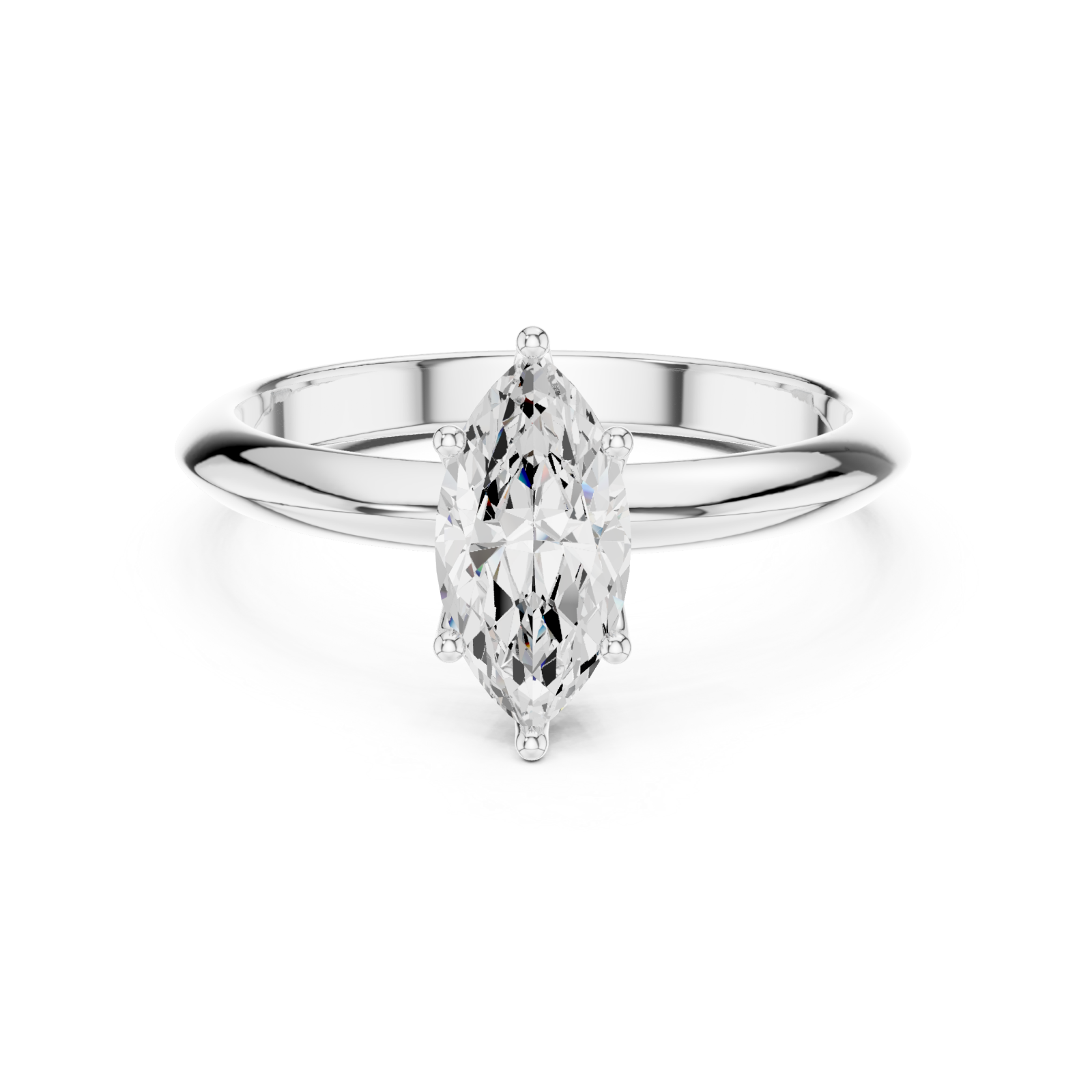  White Gold Solstice Marquise Halo Ring Front View