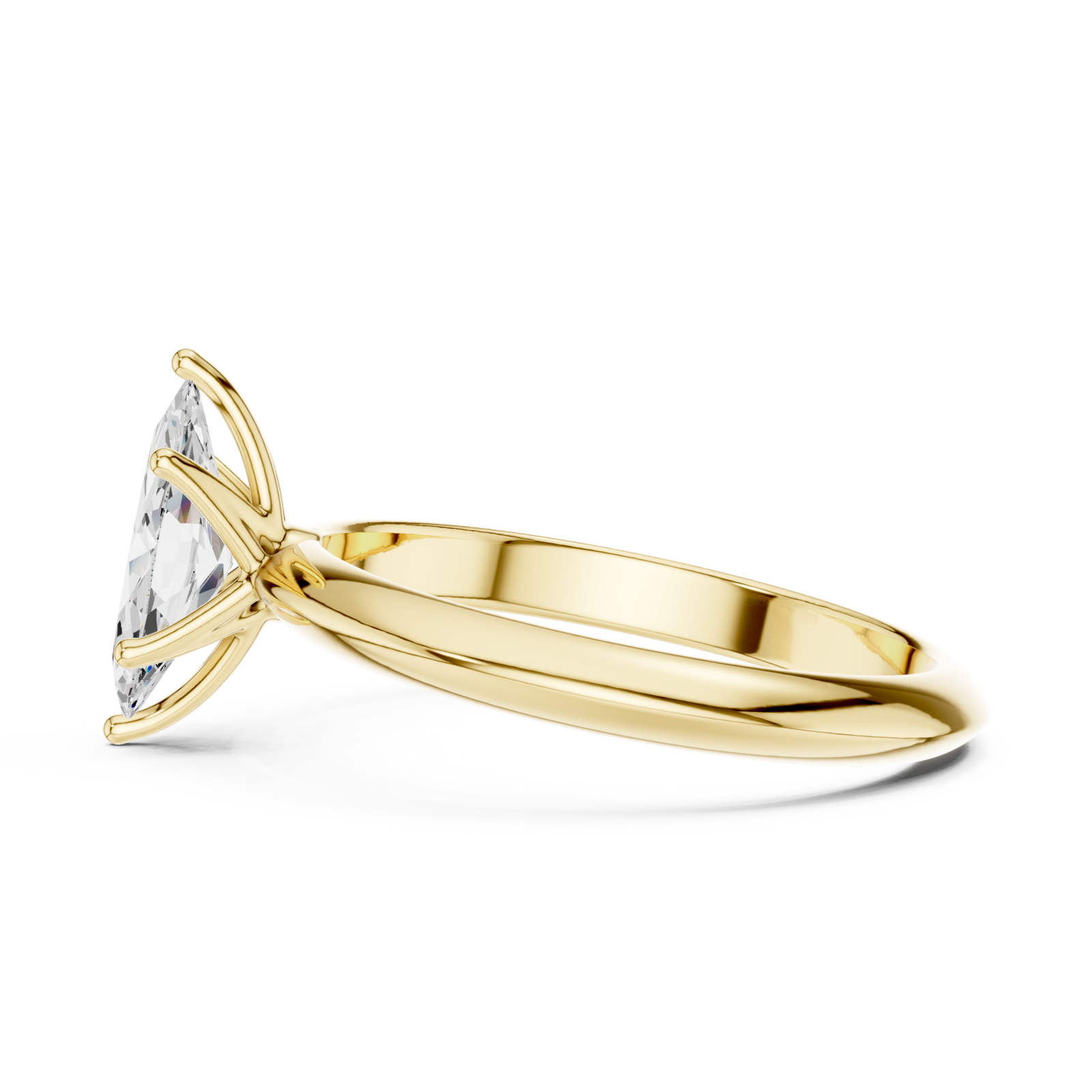  Gold Solstice Marquise Halo Ring Side View