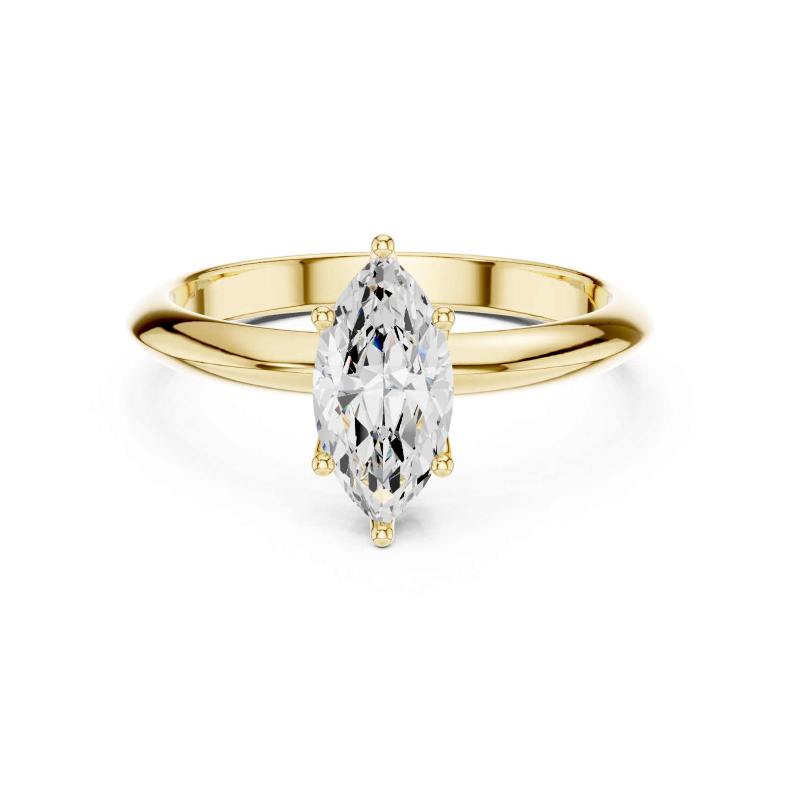  Gold Solstice Marquise Halo Ring Front View