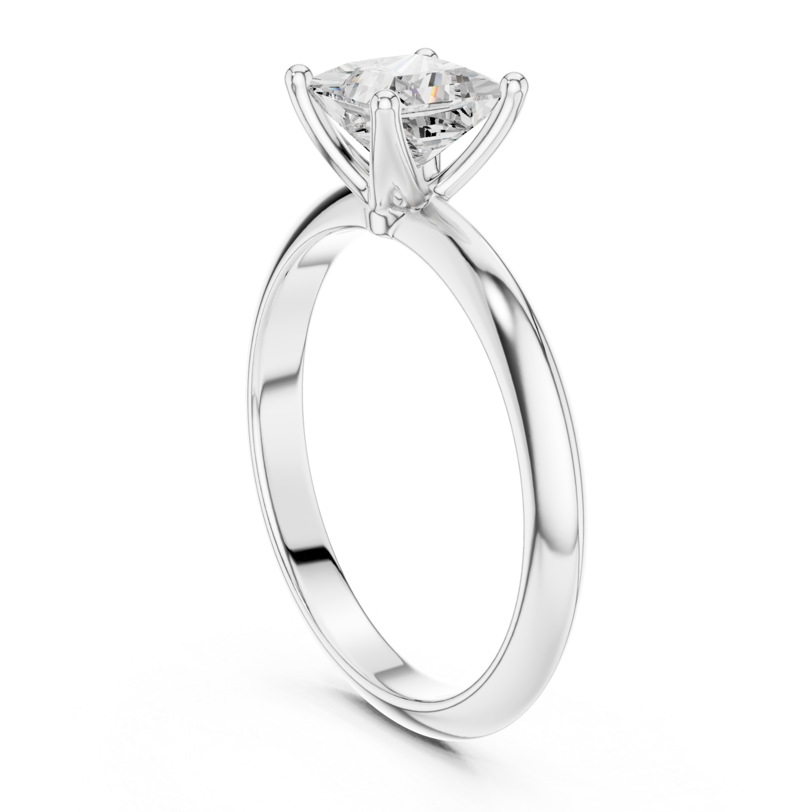  White Gold Luminous Princess Solitaire Ring Left View