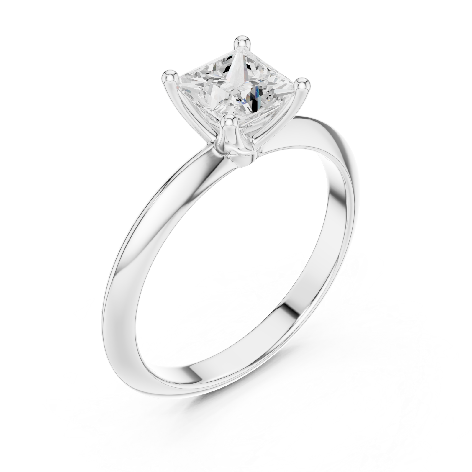  White Gold Luminous Princess Solitaire Ring Right View