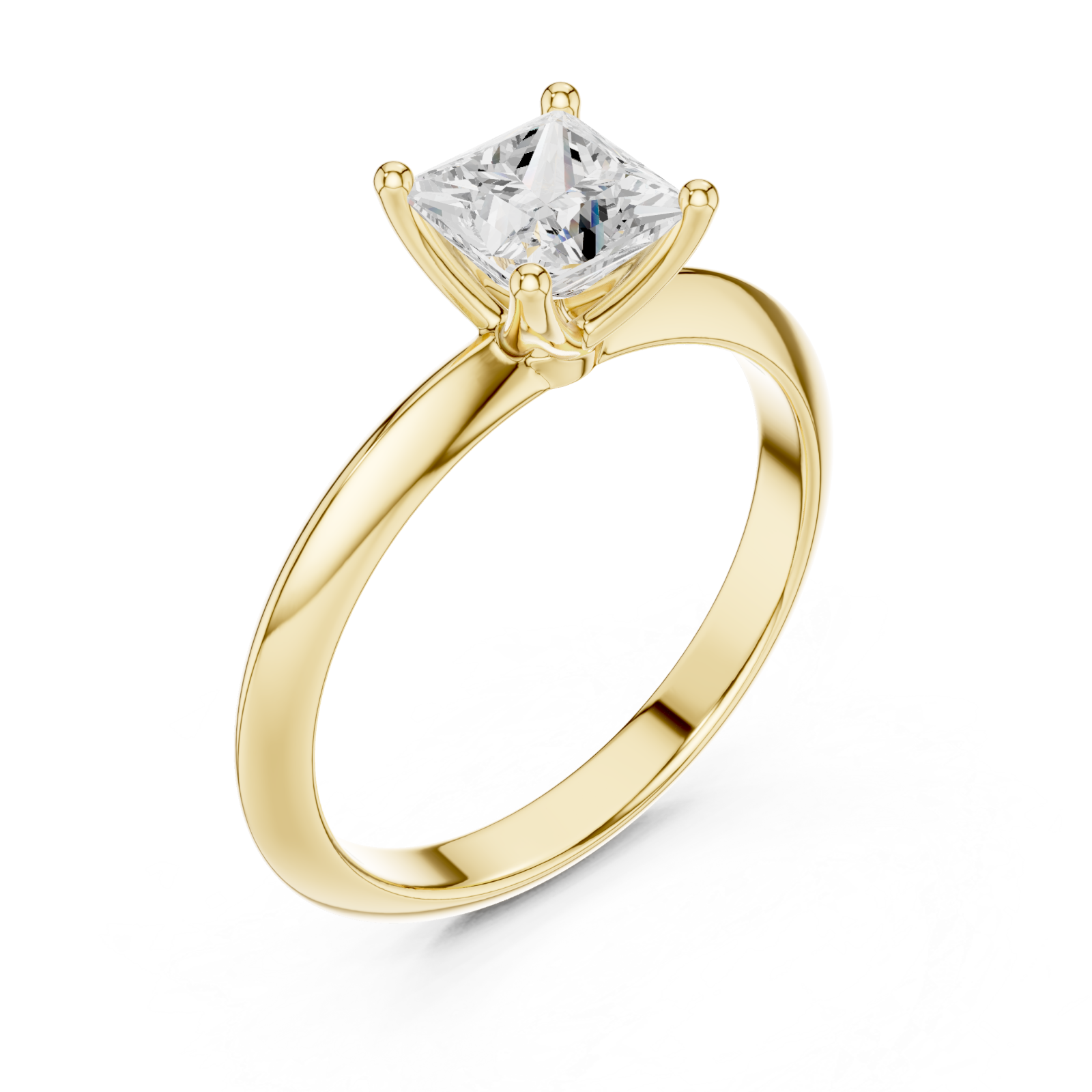 Gold Luminous Princess Solitaire Ring Right View