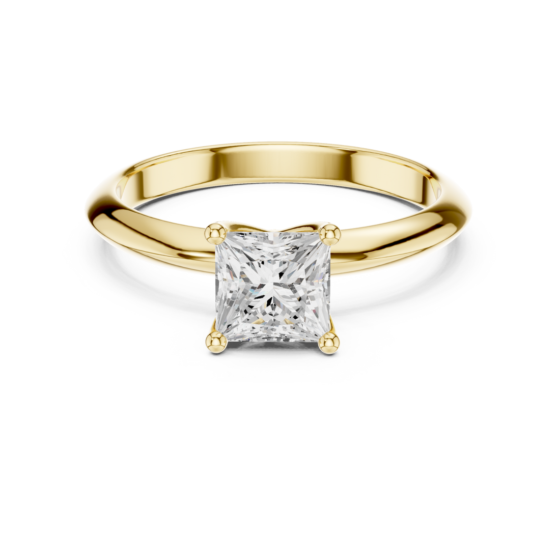 Gold Luminous Princess Solitaire Ring Right View