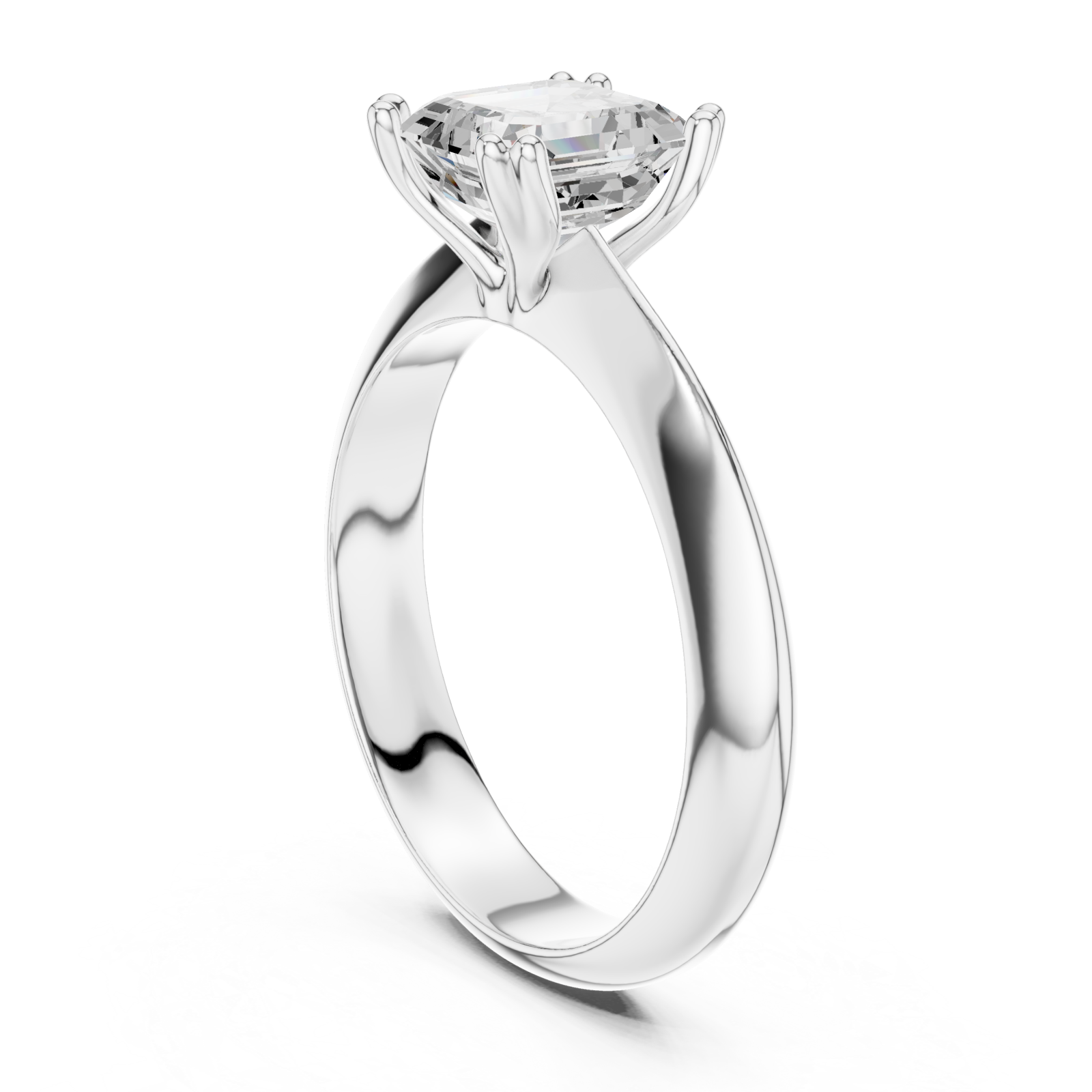  White Gold Graceful Solitaire Elegance Ring Left View