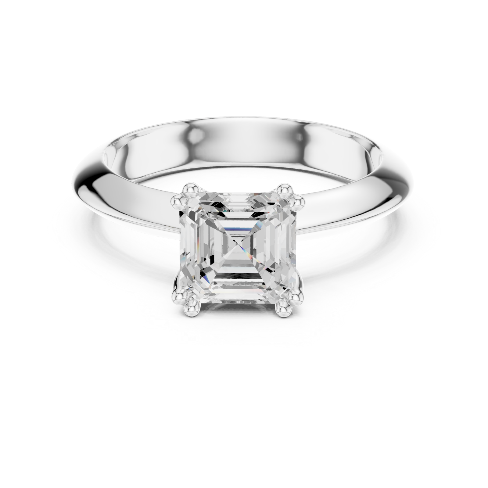  White Gold Graceful Solitaire Elegance Ring Front View