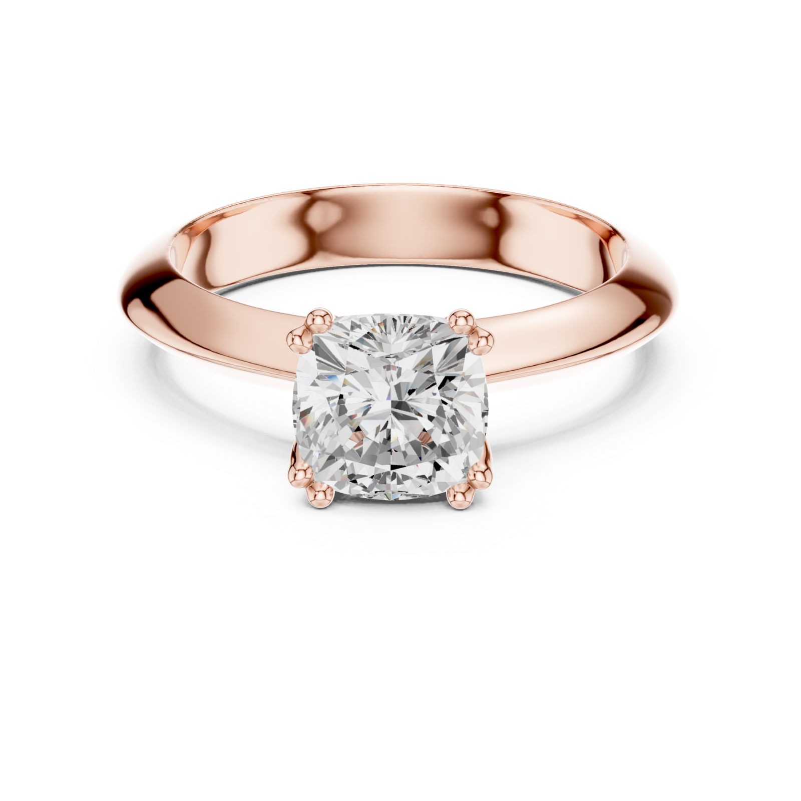  Rose Gold Timeless Classic Solitaire Ring Front View