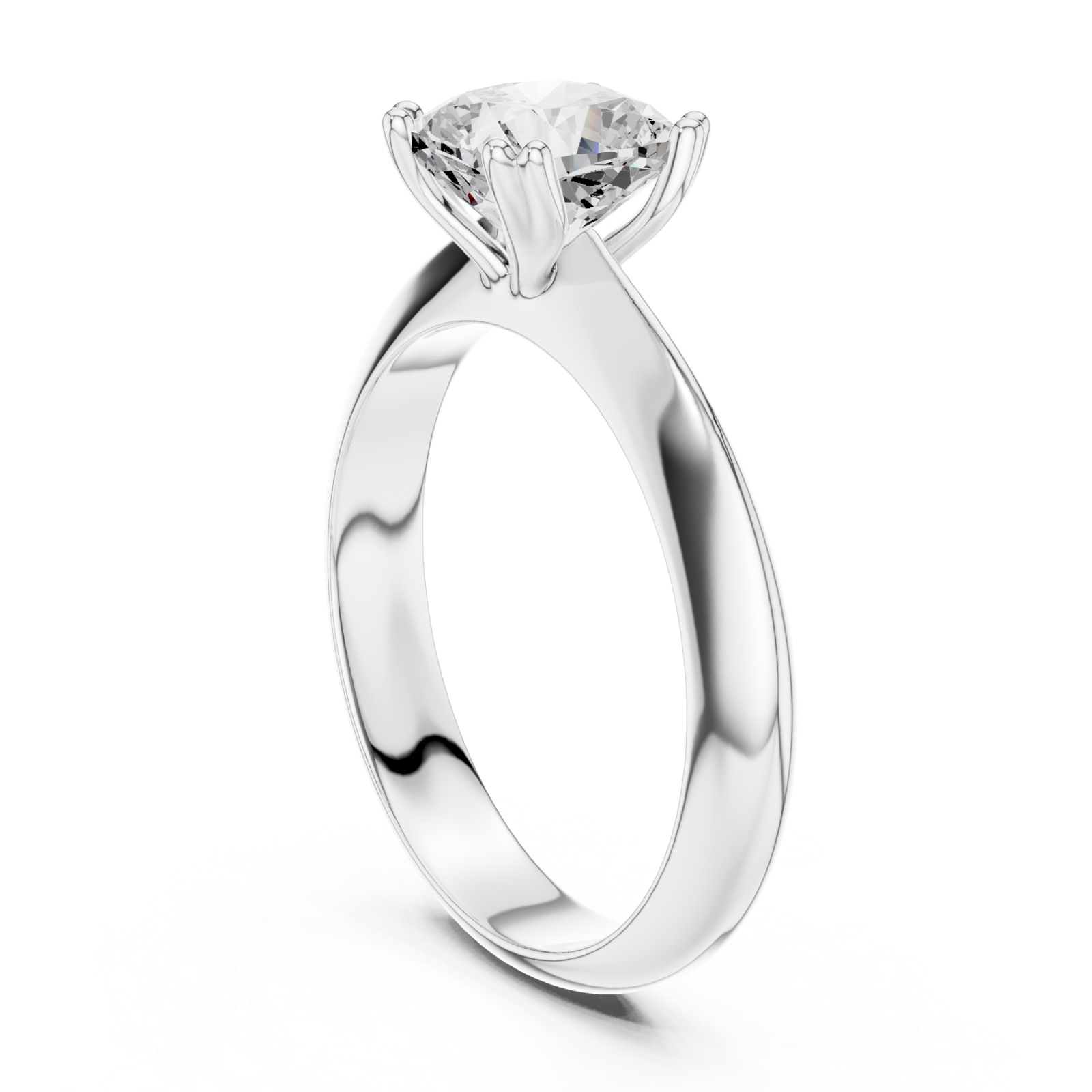  White Gold Timeless Classic Solitaire Ring Left View