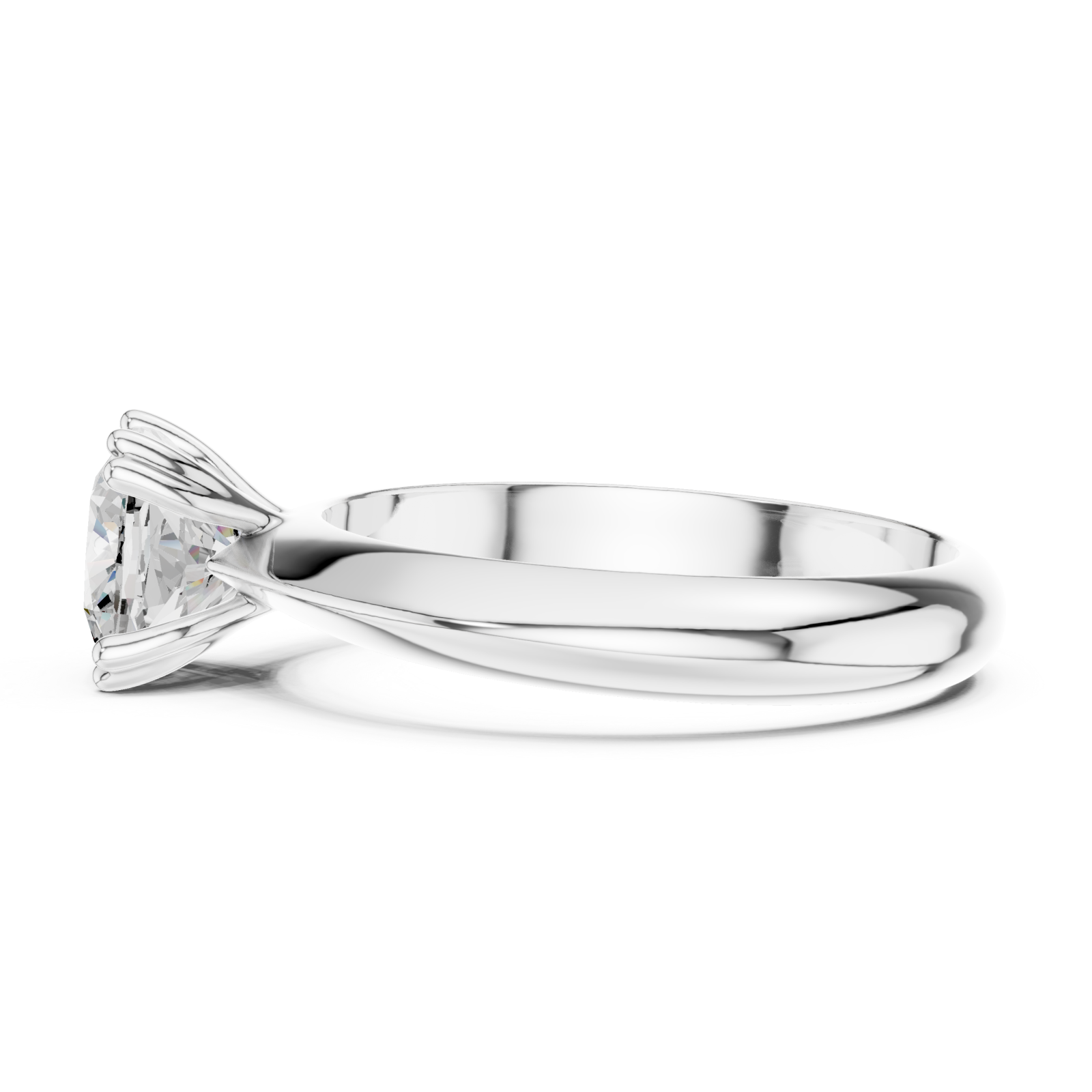 White Gold Timeless Classic Solitaire Ring Side View