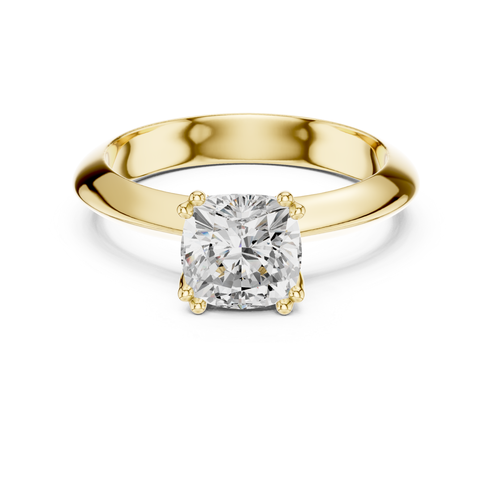 Gold Timeless Classic Solitaire Ring Front View