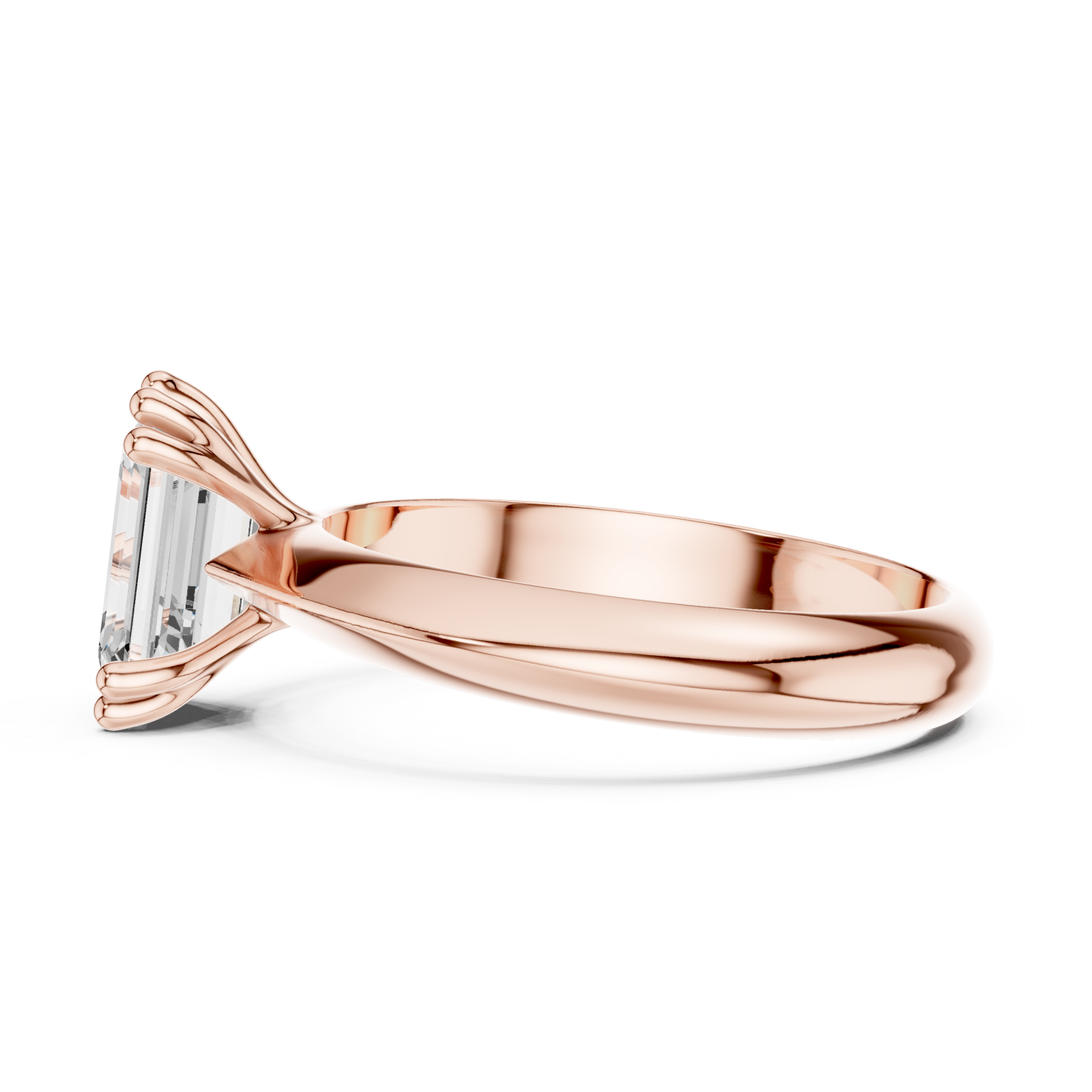  Rose Gold Radiant Luxe Solitaire Ring Side View