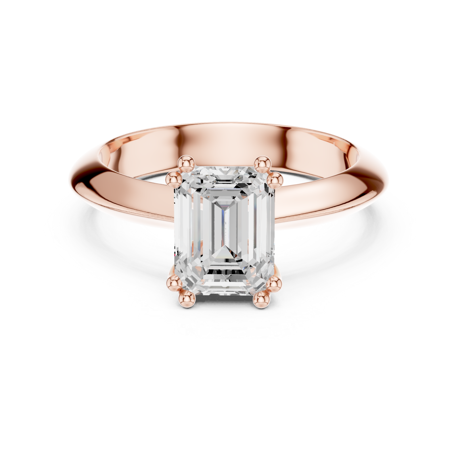  Rose Gold Radiant Luxe Solitaire Ring Front View