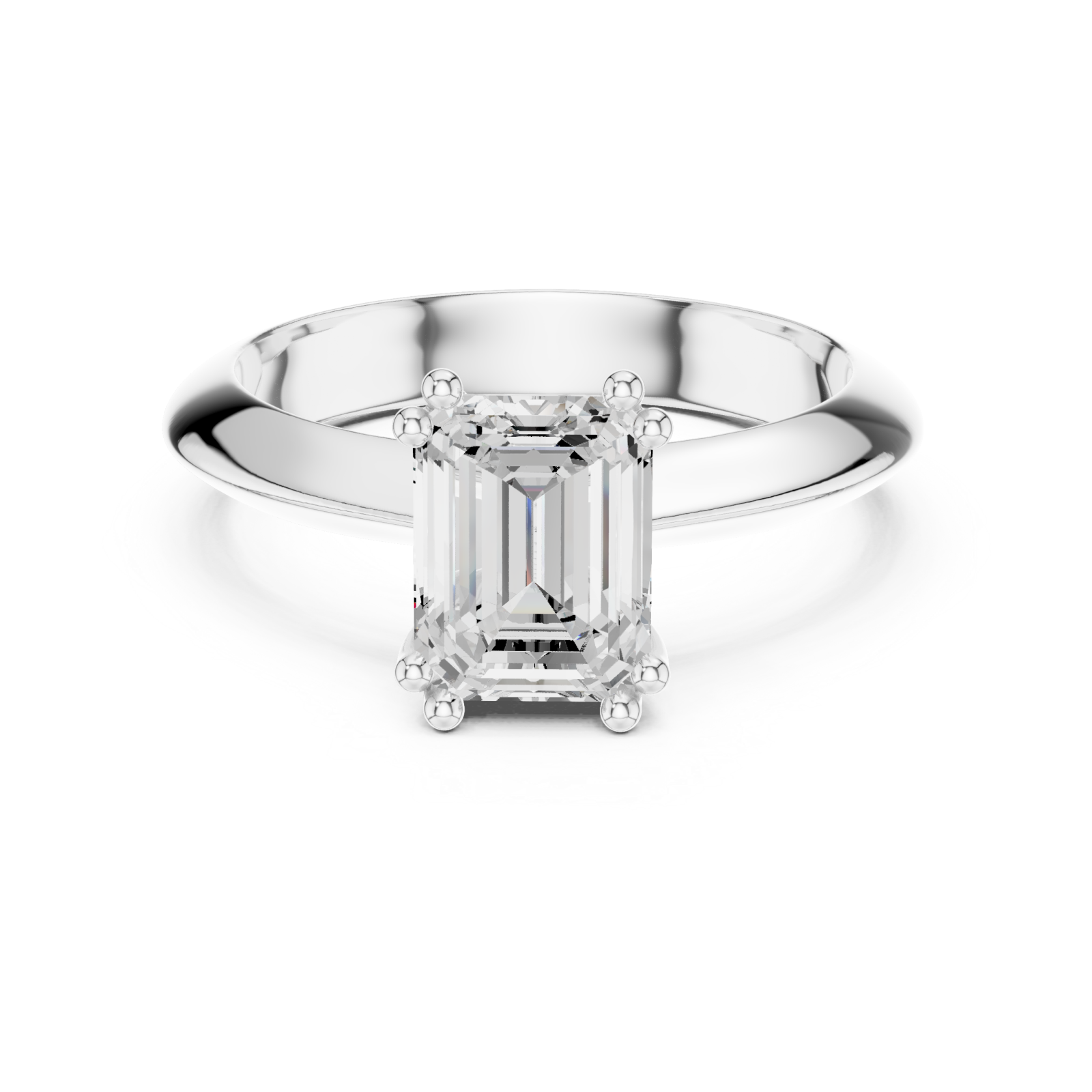  White Gold Radiant Luxe Solitaire Ring Front View