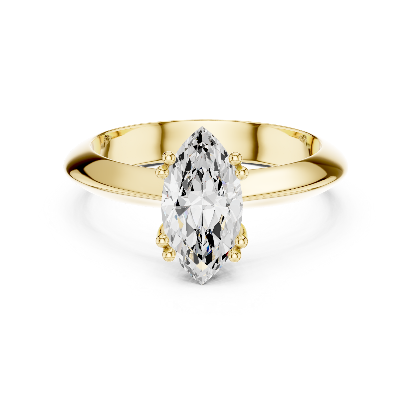  Gold Celestia Gaze Solitaire Ring Front View