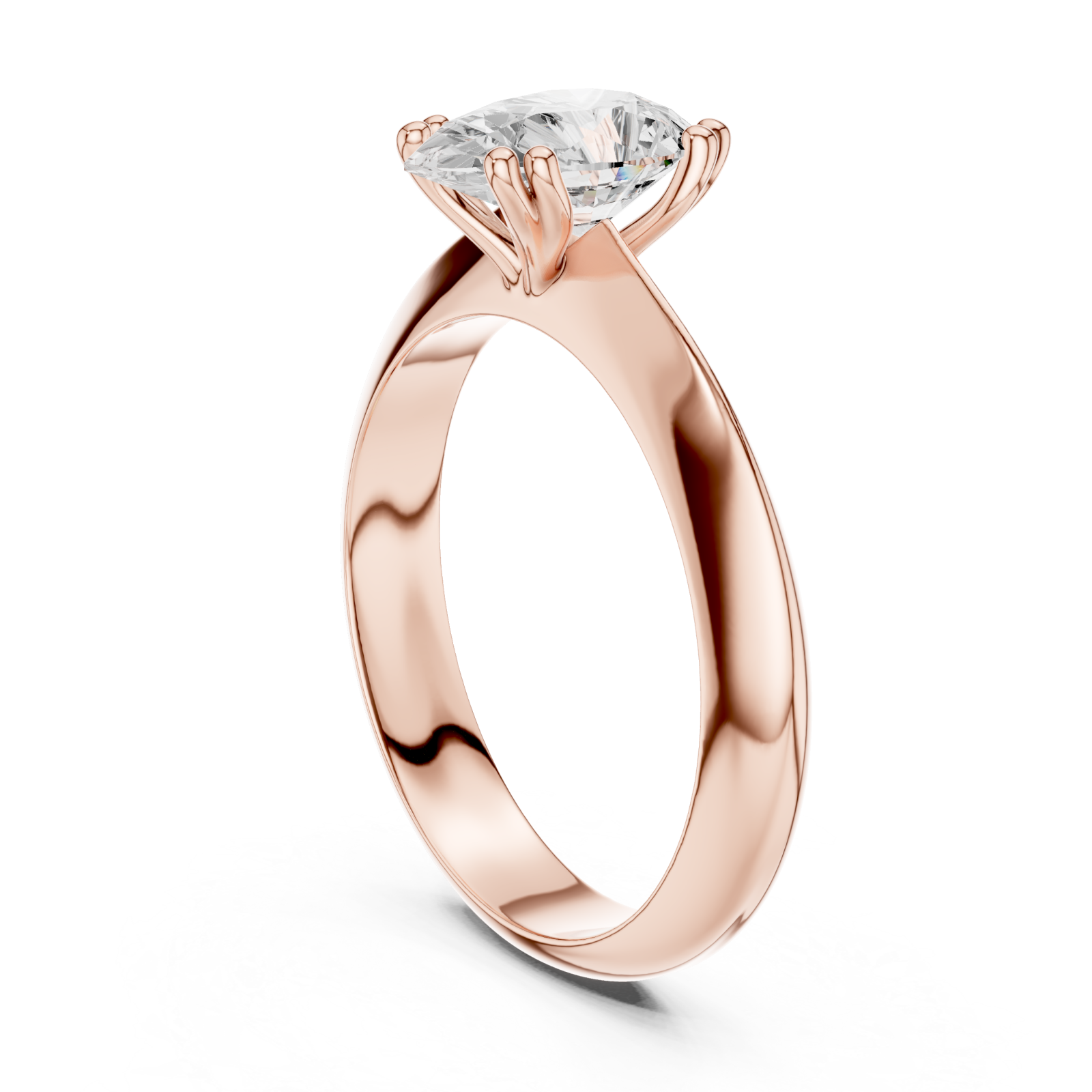  Rose Gold Shimmering Teardrop Classic Solitaire Ring Left View