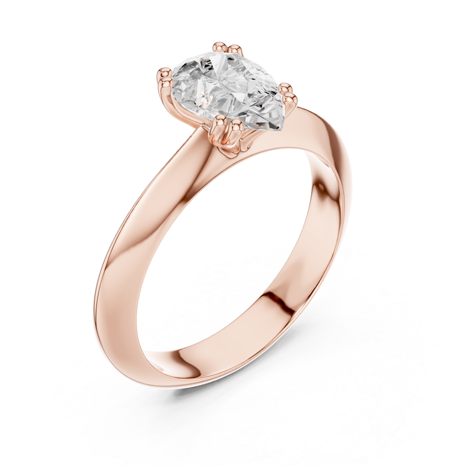  Rose Gold Shimmering Teardrop Classic Solitaire Ring Right View