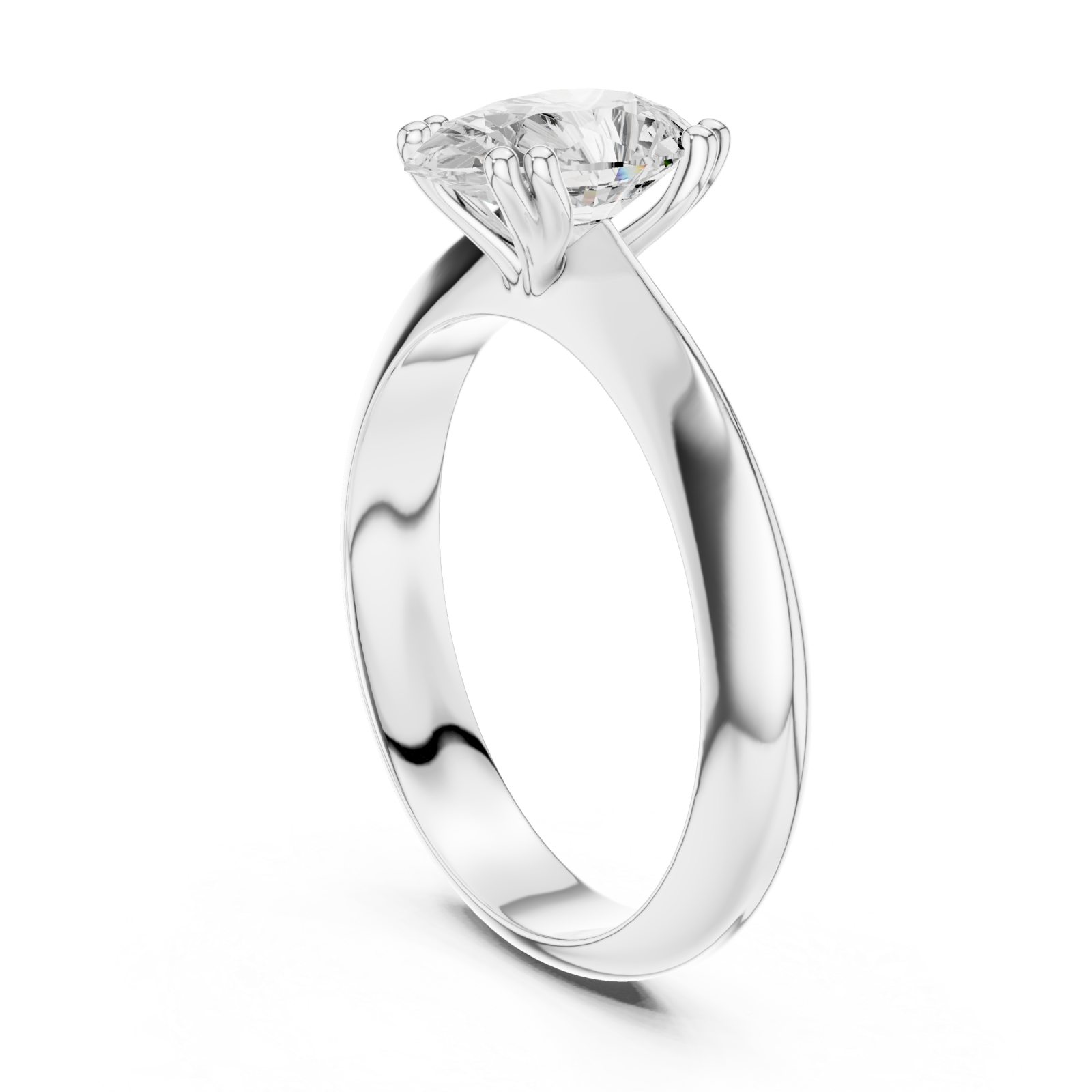  White Gold Shimmering Teardrop Classic Solitaire Ring Left View