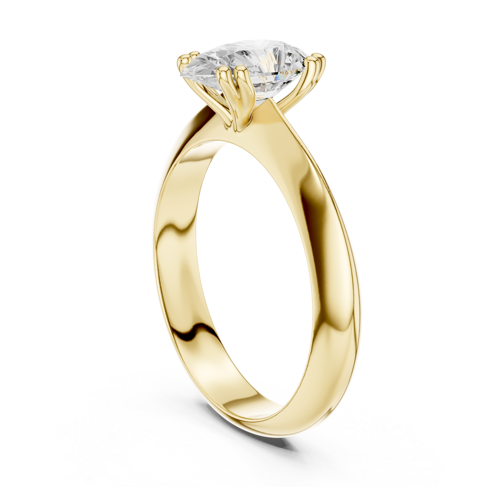  Gold Shimmering Teardrop Classic Solitaire Ring Left View