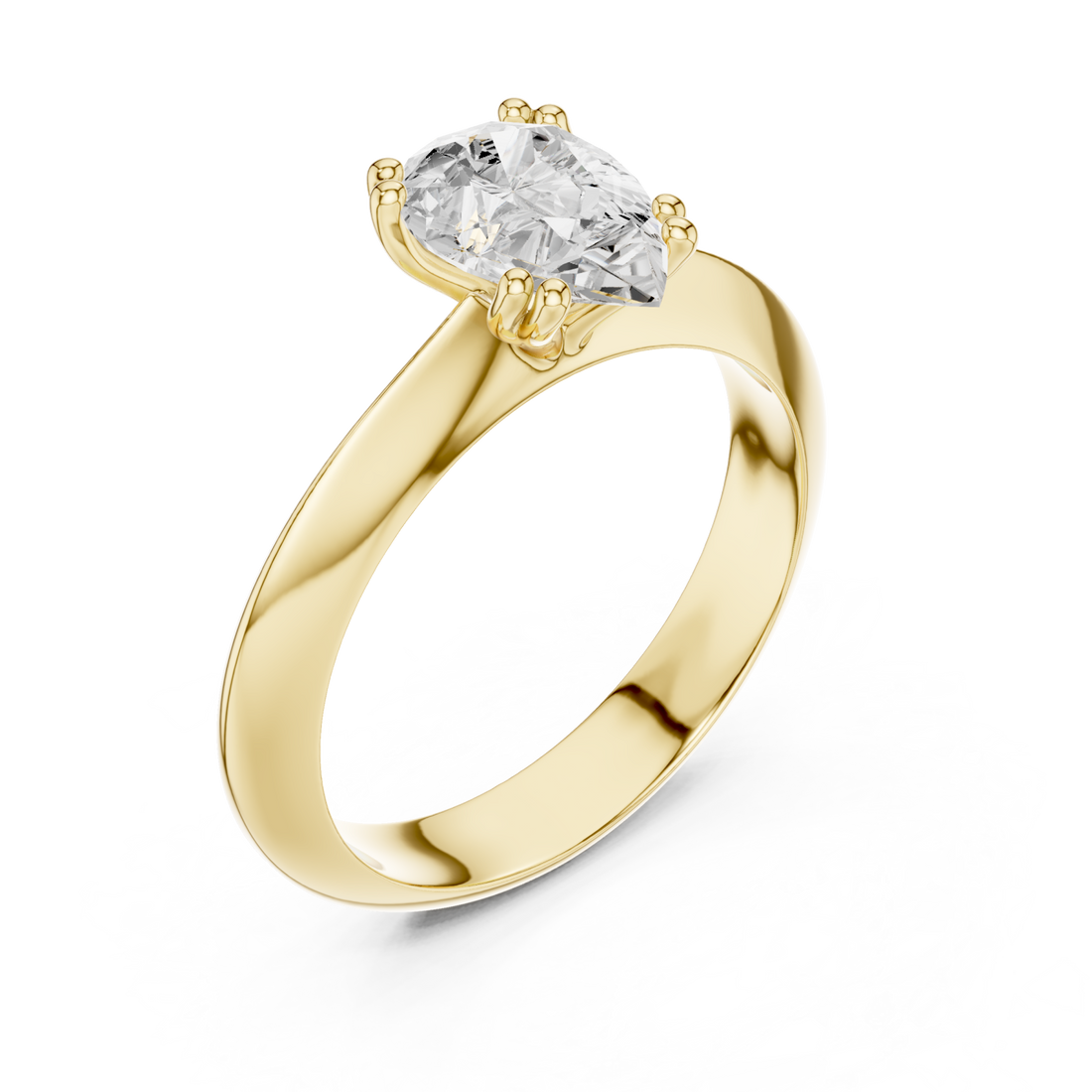 Gold Shimmering Teardrop Classic Solitaire Ring Right View