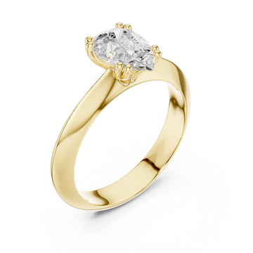 Gold Shimmering Teardrop Classic Solitaire Ring Right View