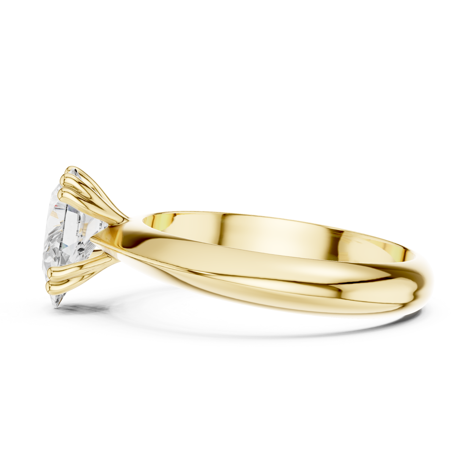  Gold Shimmering Teardrop Classic Solitaire Ring Side View