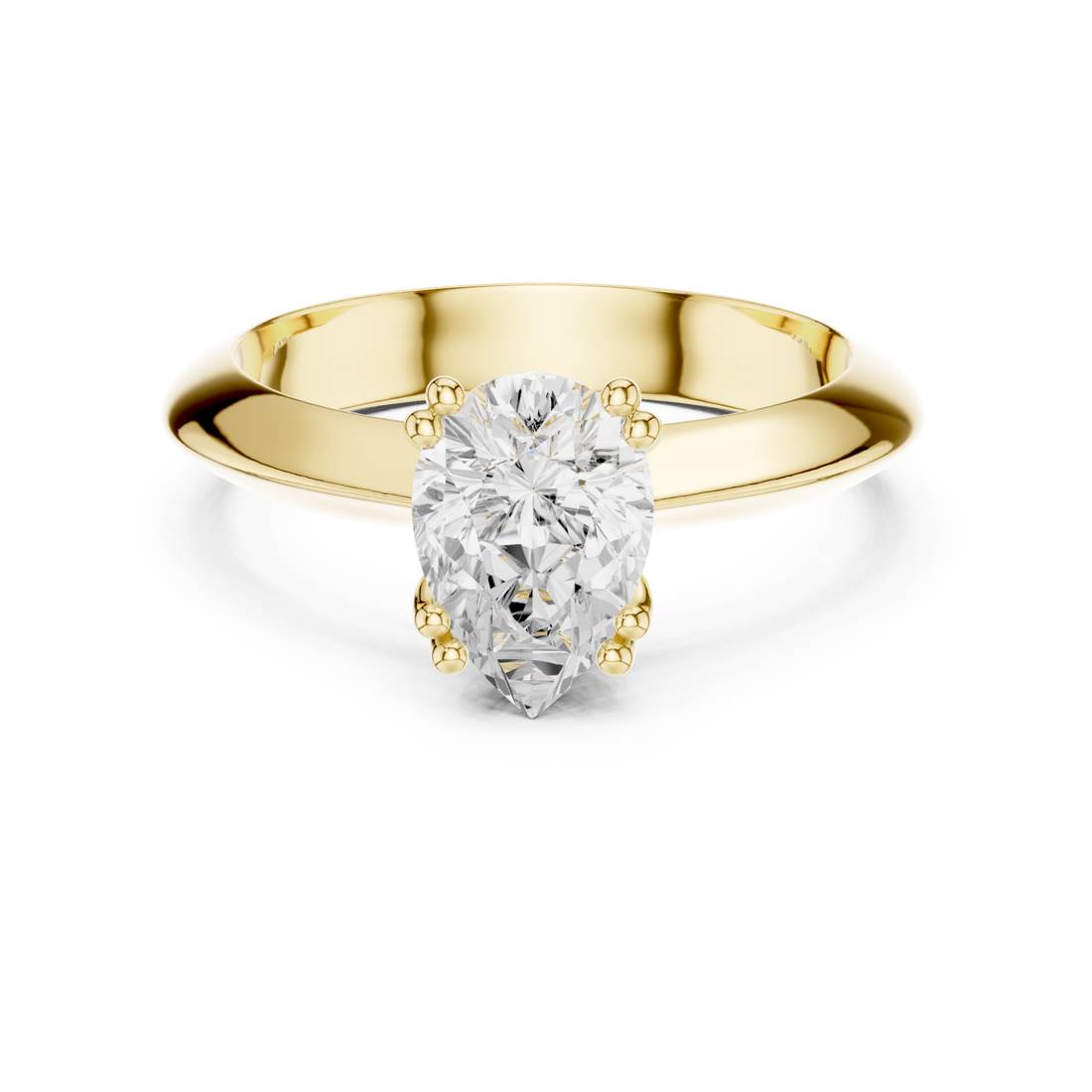 Gold Shimmering Teardrop Classic Solitaire Ring Right View