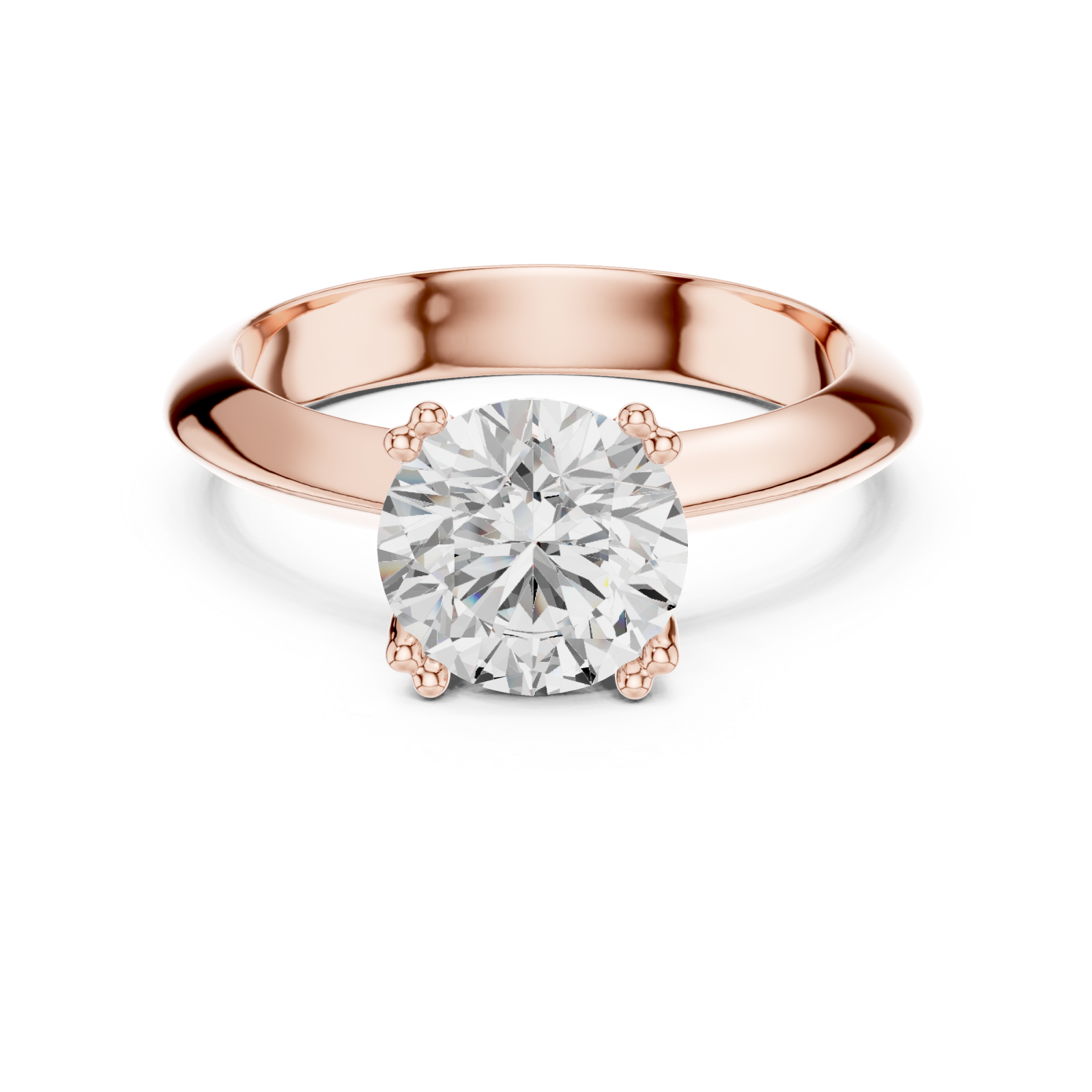  Rose Gold Celestial Solitaire Classic Engagement Ring Front View