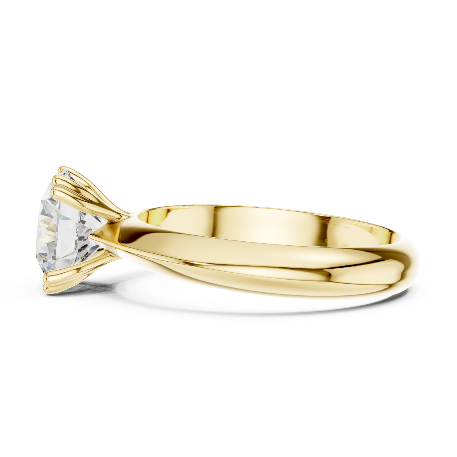  Gold Celestial Solitaire Classic Engagement Ring Side View