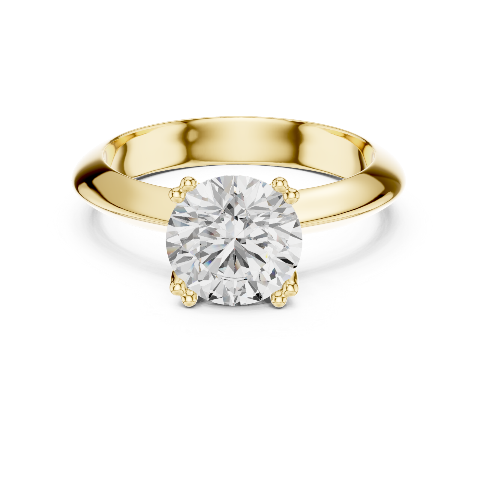  Gold Celestial Solitaire Classic Engagement Ring Front View