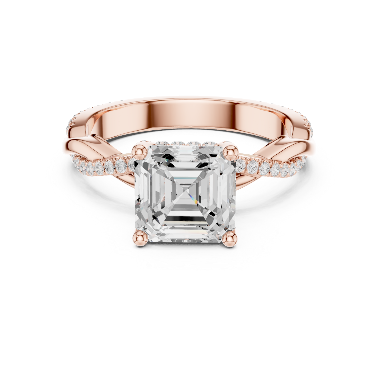  Rose Gold Celestial Vista Halo Ring Front View