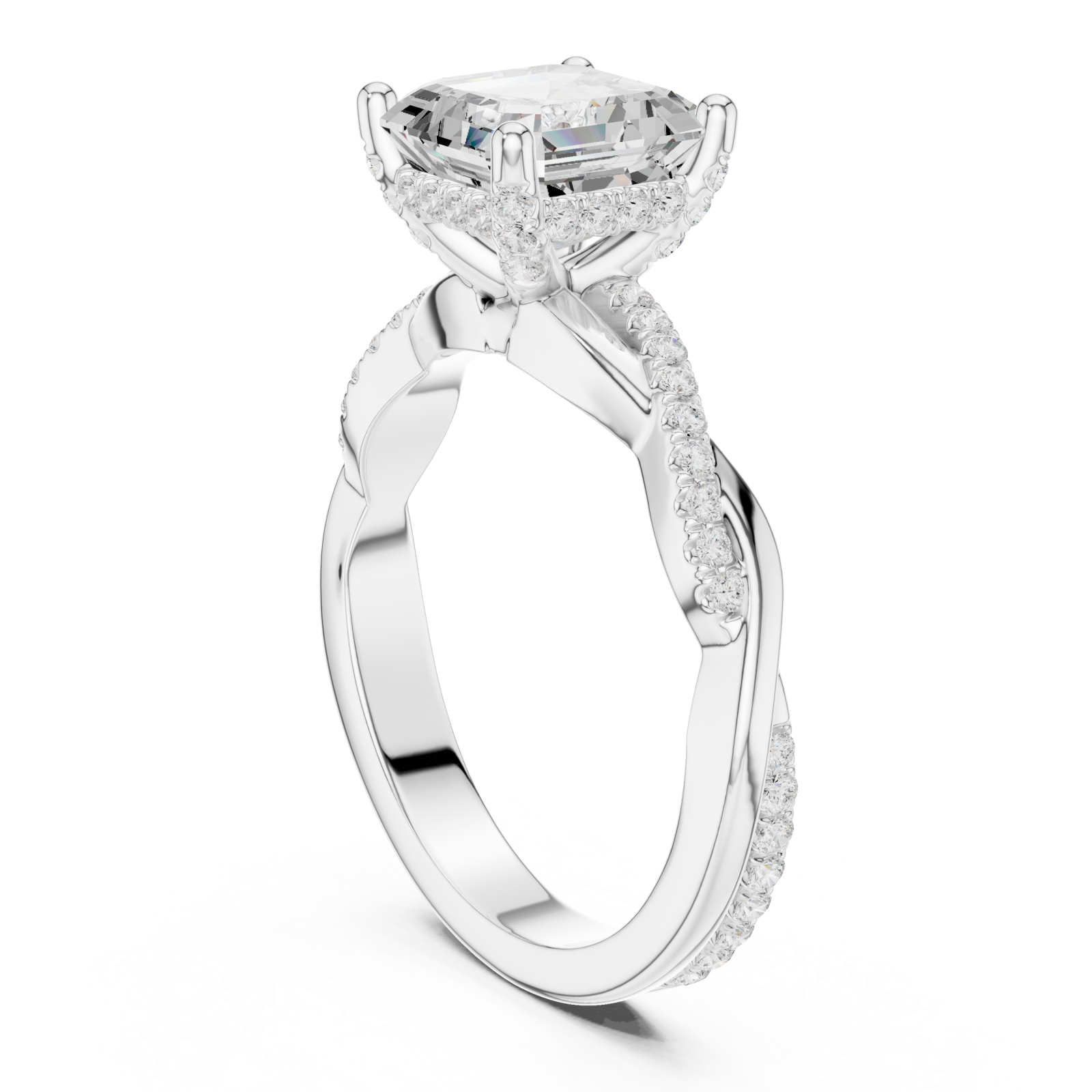  White Gold Celestial Vista Halo Ring Left View