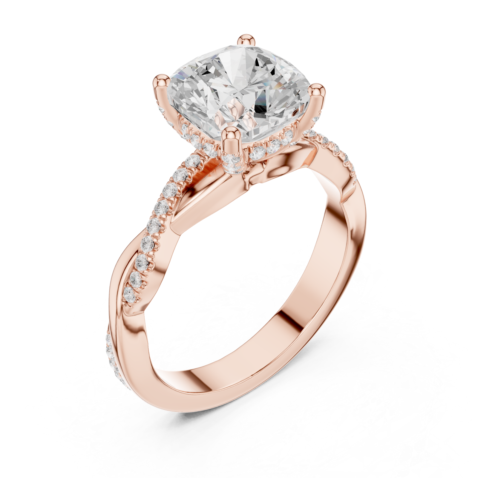  Rose Gold Blissful Cushion Halo Engagement Ring Right View