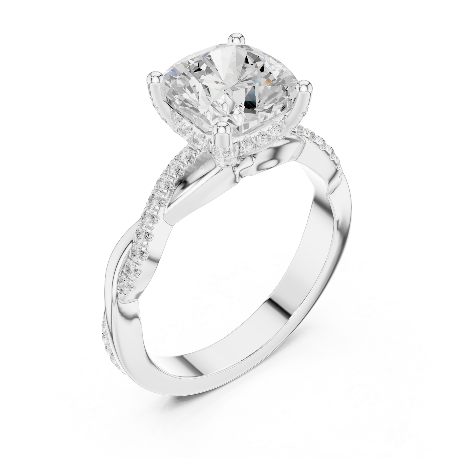  White Gold Blissful Cushion Halo Engagement Ring Right View