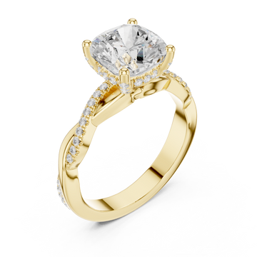 Gold Blissful Cushion Halo Engagement Ring Right View