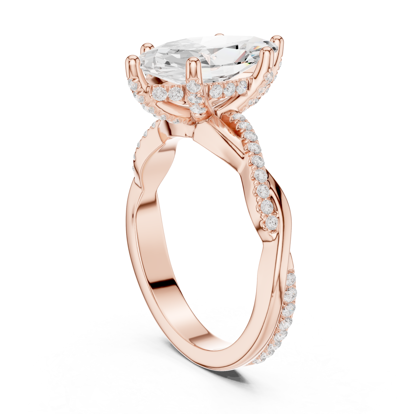  Rose Gold Marquise Whisper Ring Left View