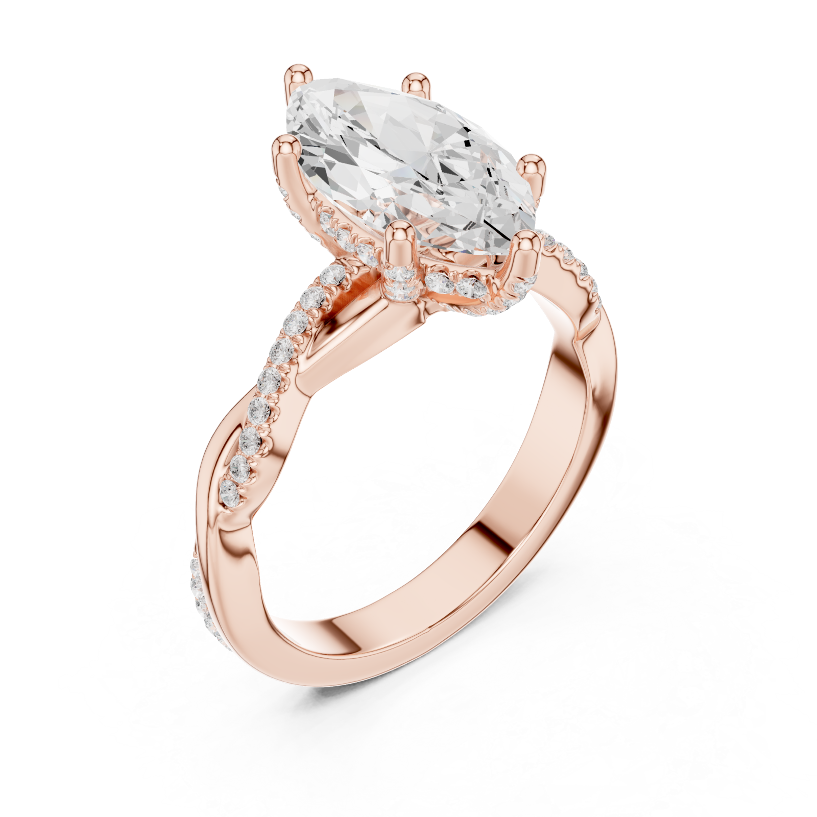  Rose Gold Marquise Whisper Ring Right View