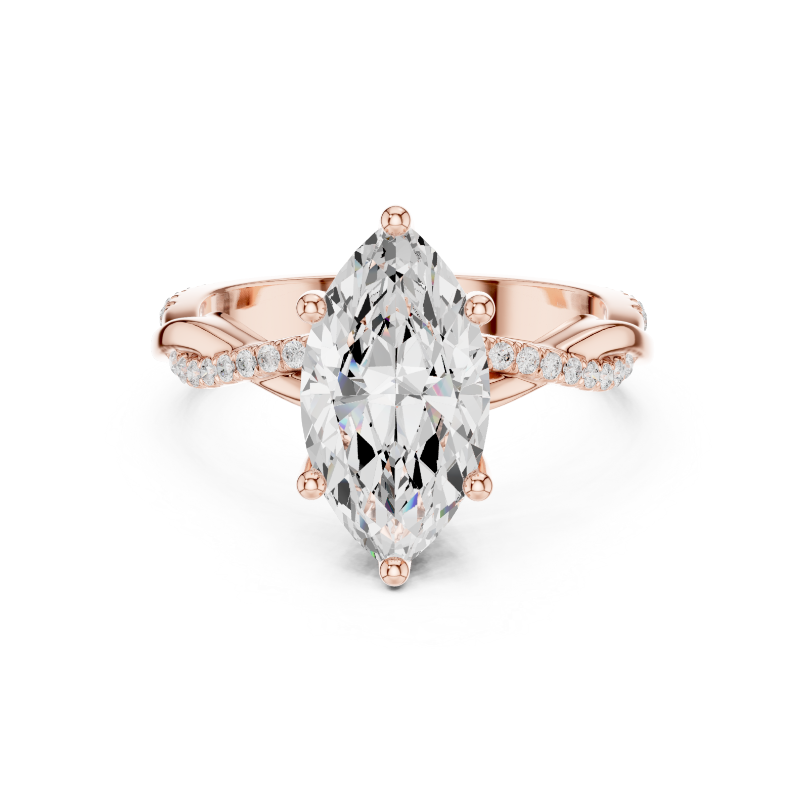  Rose Gold Marquise Whisper Ring Front View