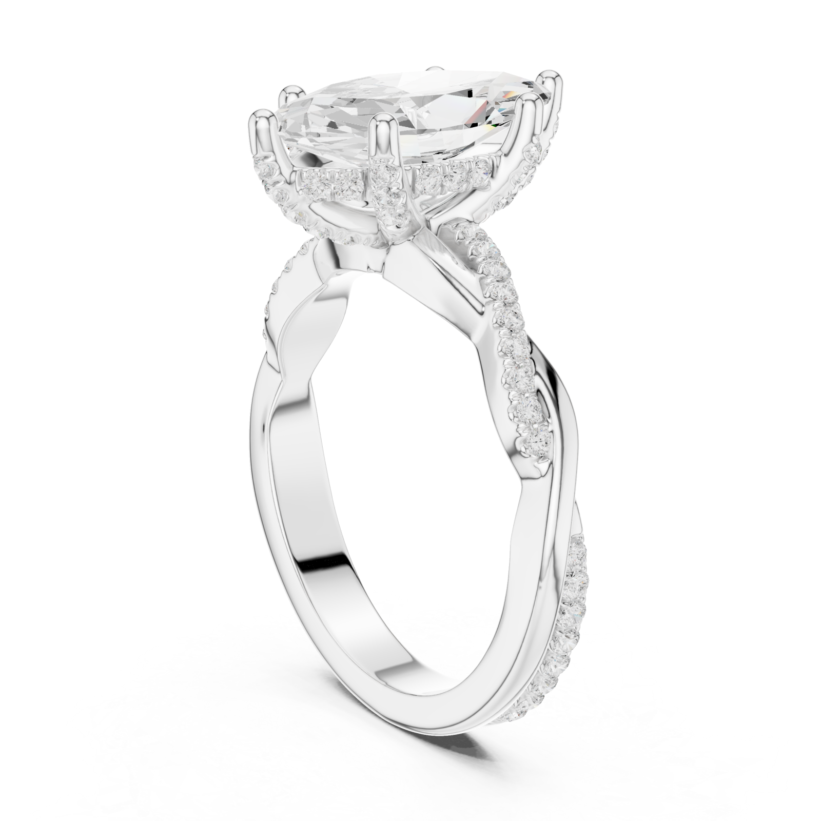  White Gold Marquise Whisper Ring Left View