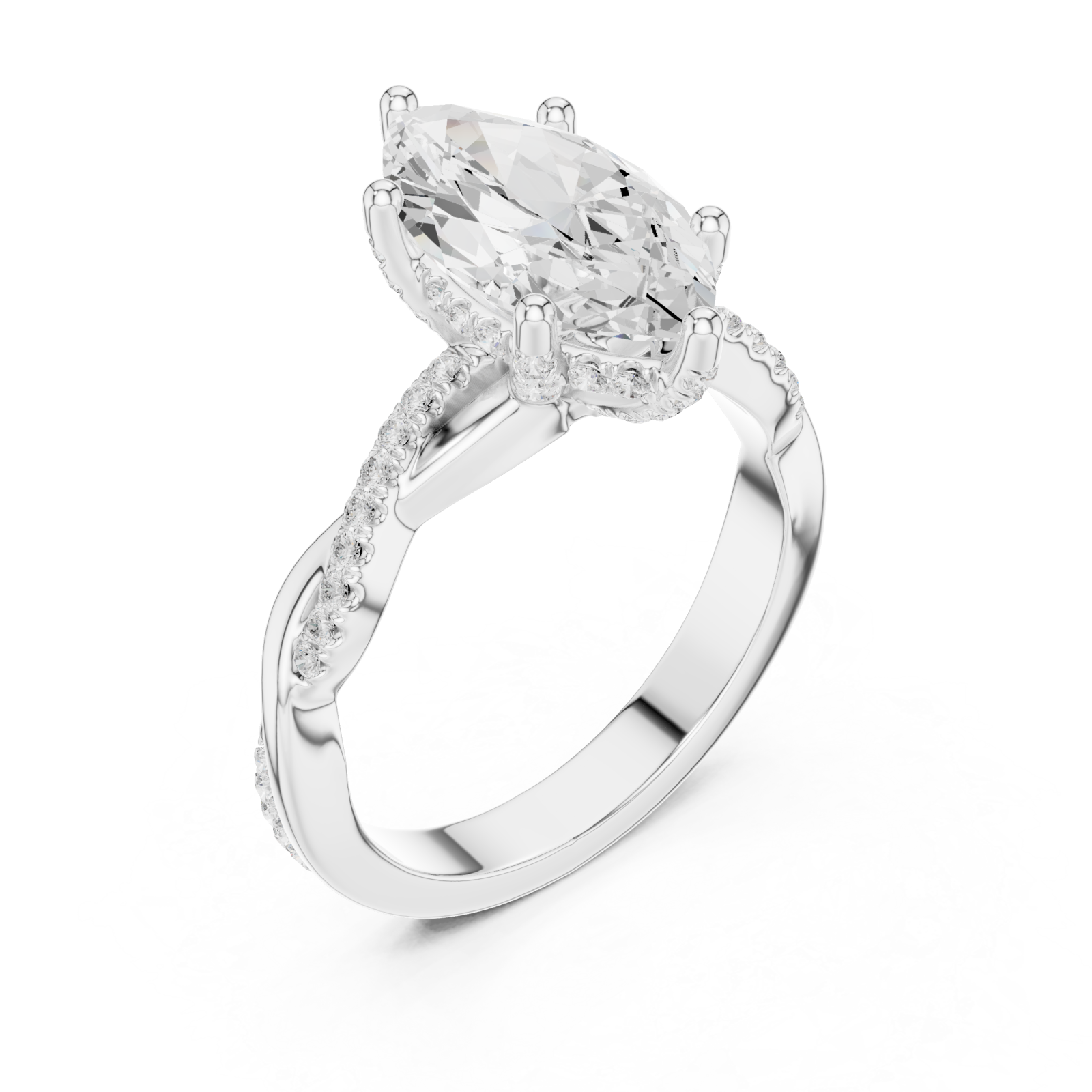 White Gold Marquise Whisper Ring Right View