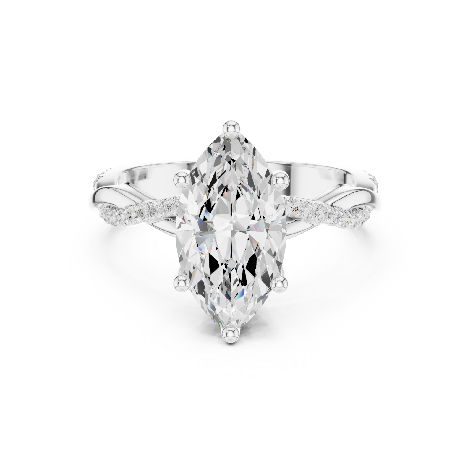  White Gold Marquise Whisper Ring Front View