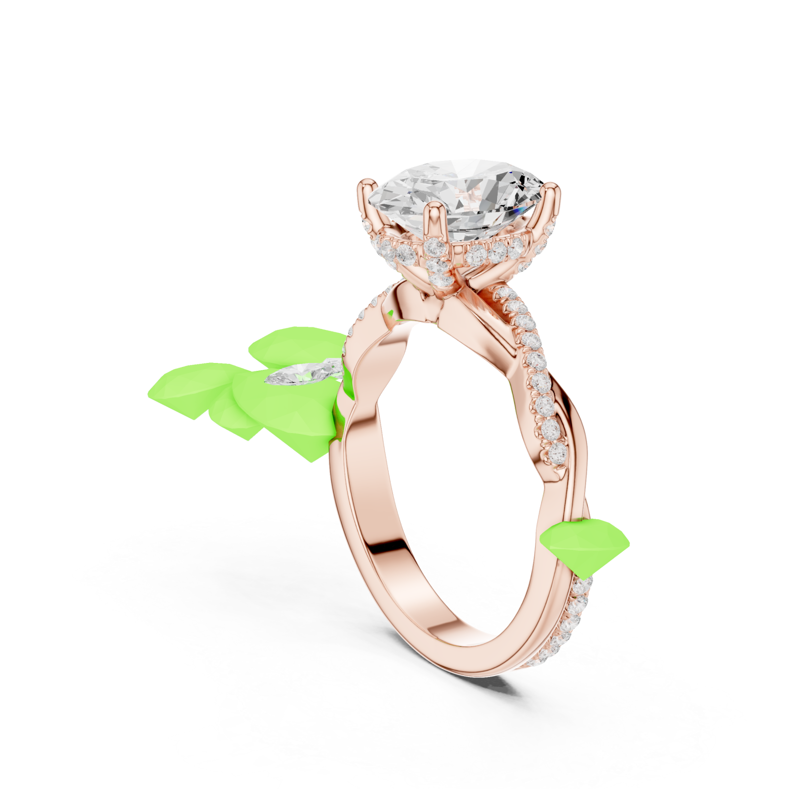  Rose Gold Radiant Oval Embrace Solitaire Ring Left View