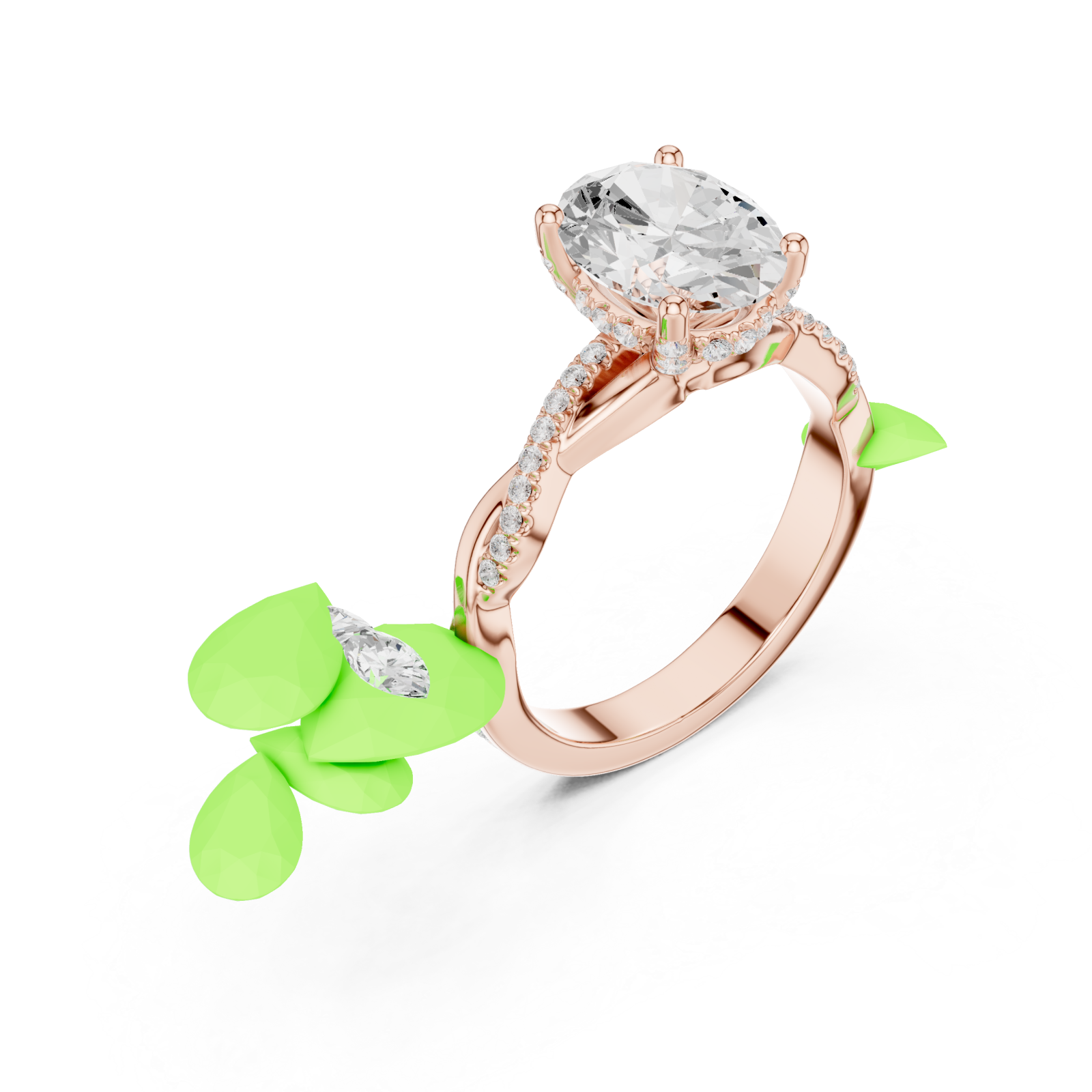  Rose Gold Radiant Oval Embrace Solitaire Ring Right View