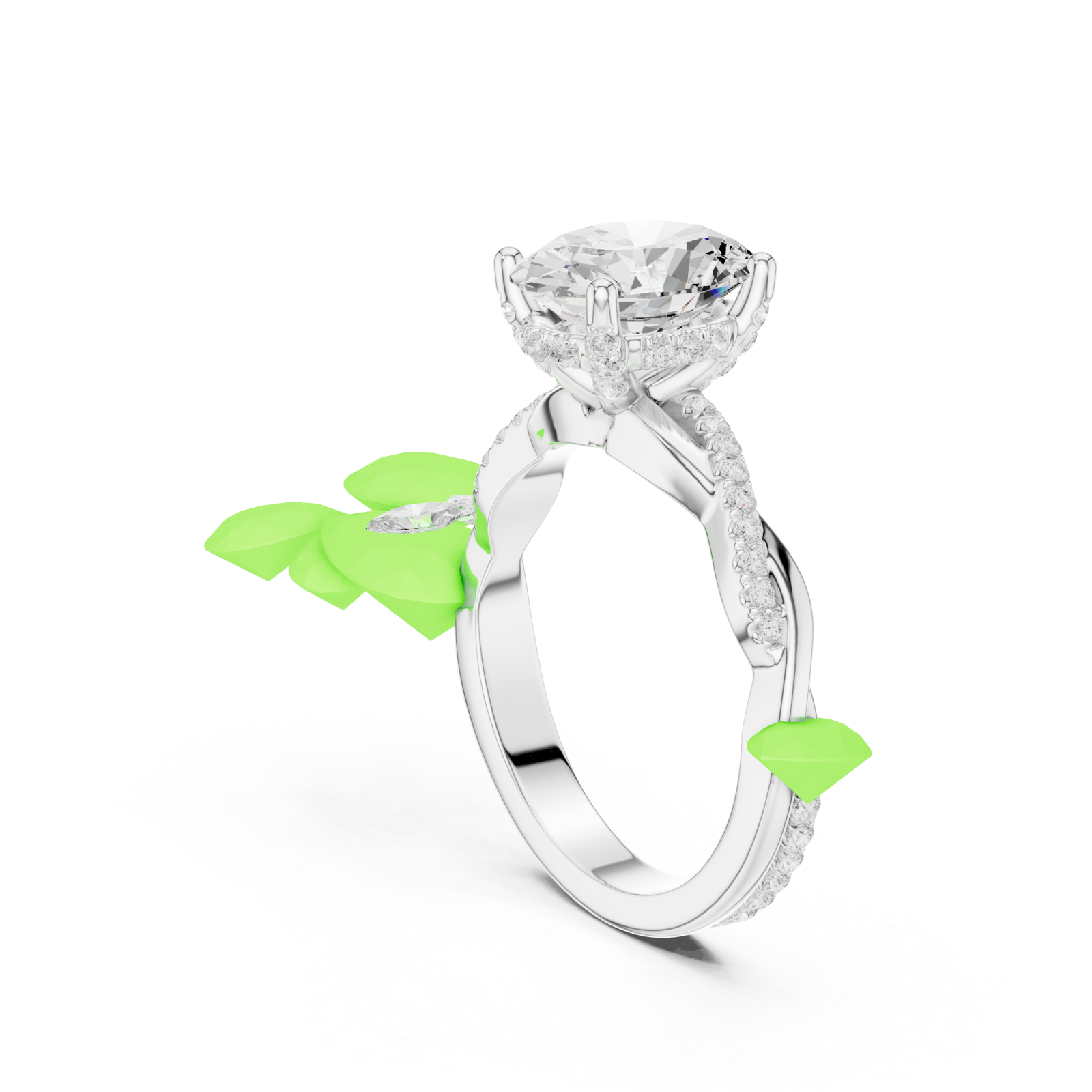  White Gold Radiant Oval Embrace Solitaire Ring Left View