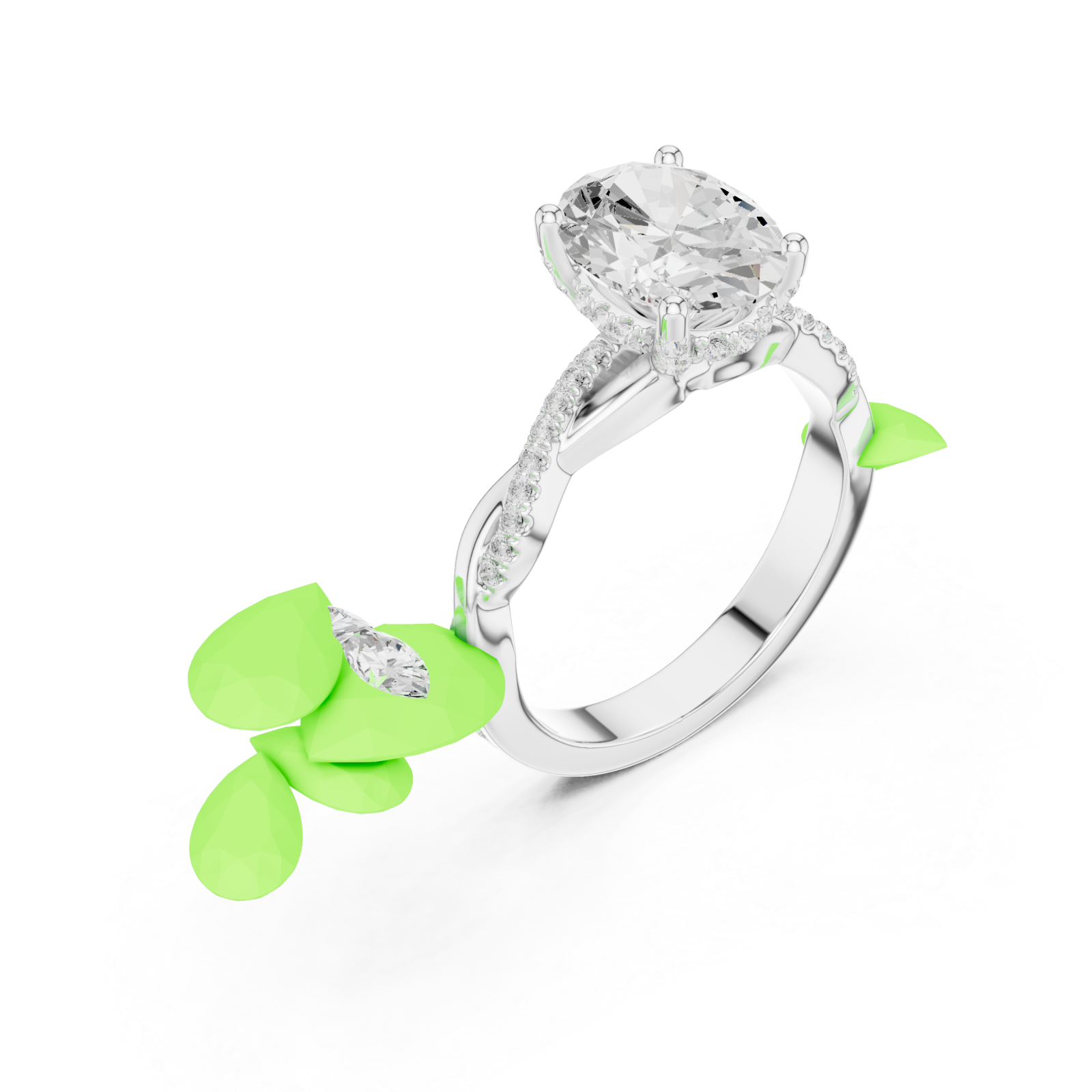  White Gold Radiant Oval Embrace Solitaire Ring Right View